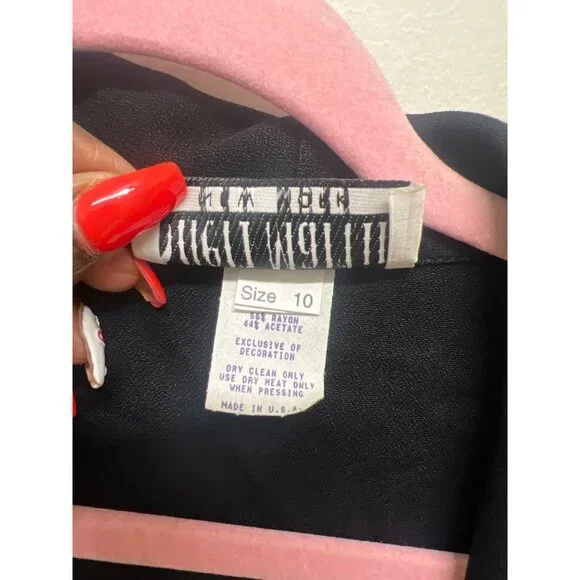 Vintage Sheri Martin Black Cropped Bolero Embroidered Jacket  Sz 10 - Picture 7 of 8